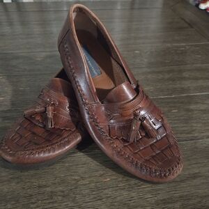 Franco Sarto Brown Leather Tassel Loafers - Men
